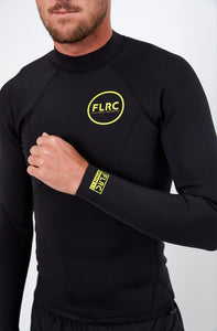 Bronte Series 1.5mm Wetsuit Top - Black Neoprene, Yellow Logo