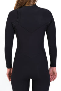 Milla Series Womens 3x2mm Full Length Steamer Wetsuit - Black Neoprene, White Logo