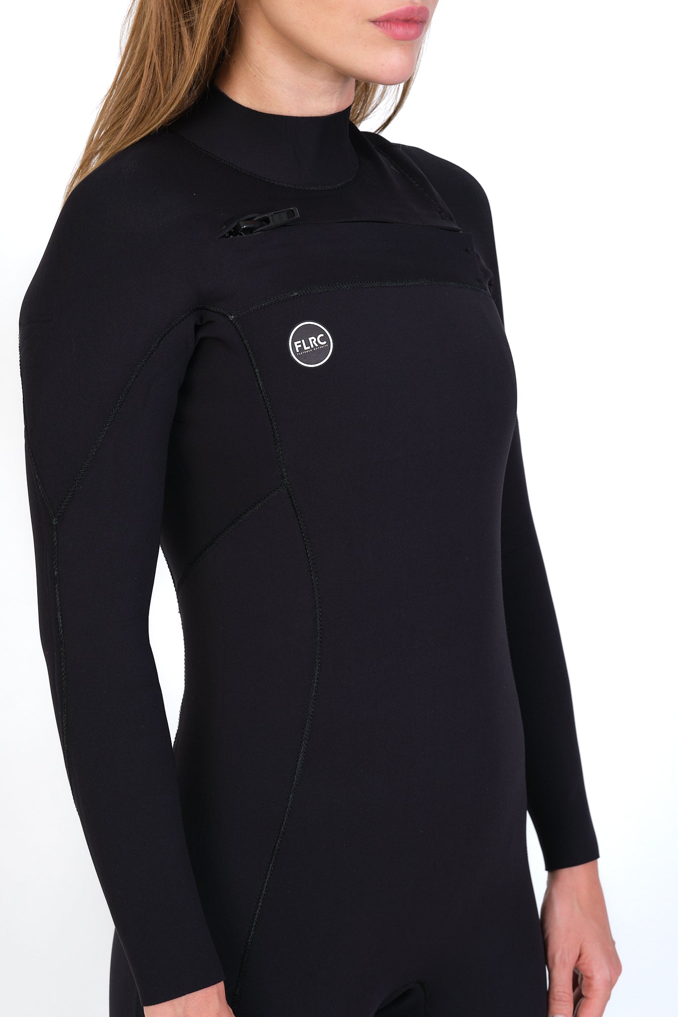 Milla Series Womens 3x2mm Full Length Steamer Wetsuit - Black Neoprene, White Logo