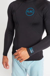 Bronte Series 1.5mm Wetsuit Top - Black Neoprene, Blue Logo